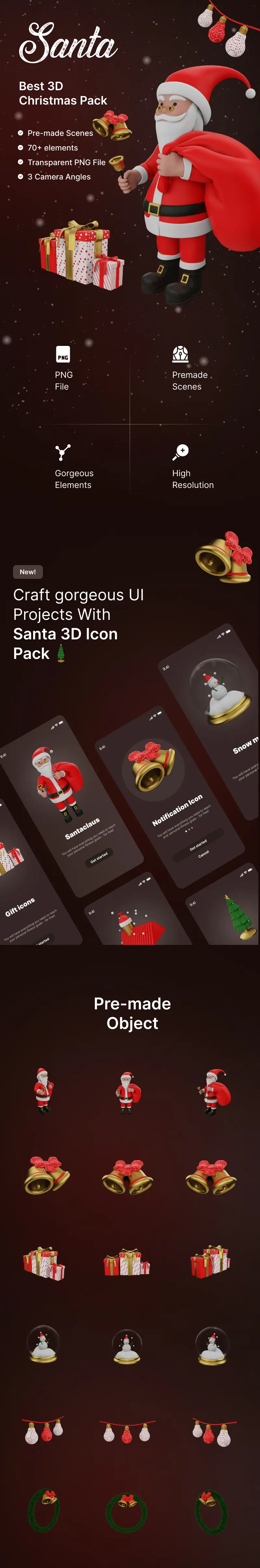 Christmas 3D Models | Santa Pro | Iqonic Design