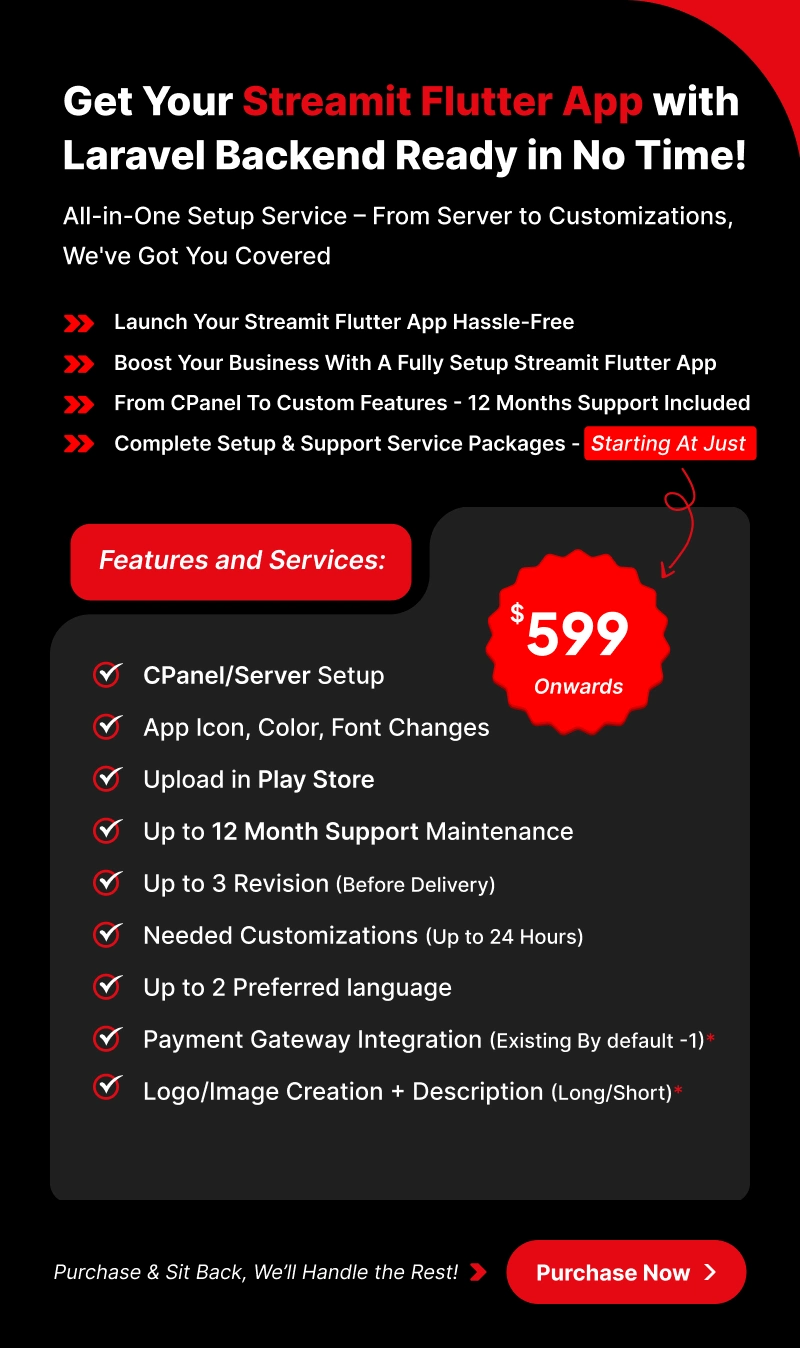 Streamit - OTT Live Video Streaming App Built with Flutter - 44