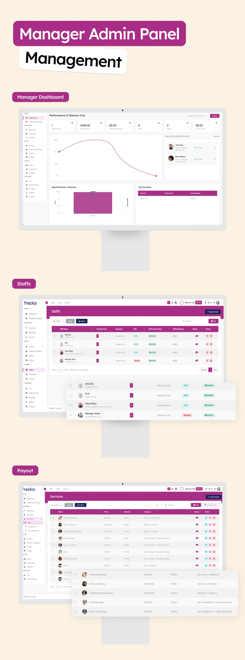Frezka Manager - Spa & Salon Management and Booking Flutter Add-on App