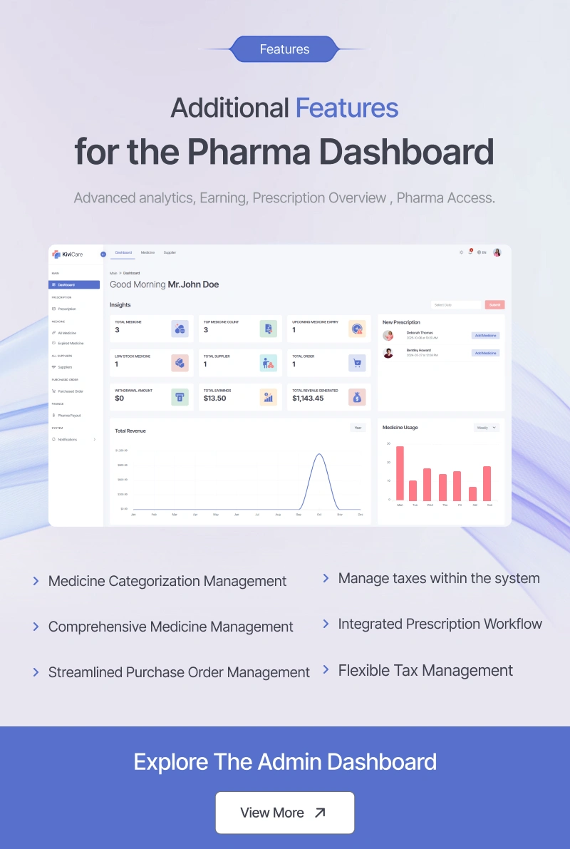 KiviCare(TM) Pharma- Pharmacy & Inventory Management System Laravel