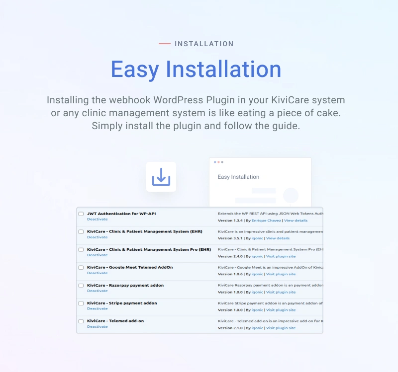 KiviCare WordPress Plugin Webhook Add-on for Notification