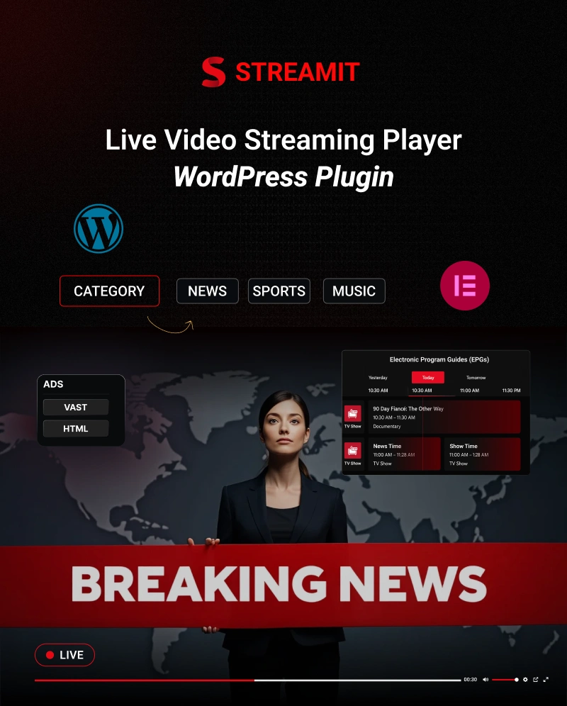 Streamit - Live Streaming Video Player WordPress Plugin