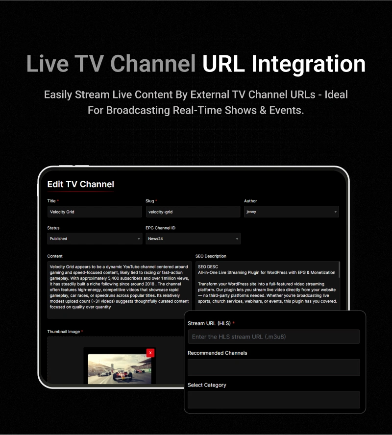 Streamit - Live Streaming Video Player WordPress Plugin