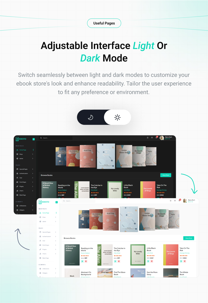 Booksto - Ebook Shop Website & Admin Template (VueJS, HTML)