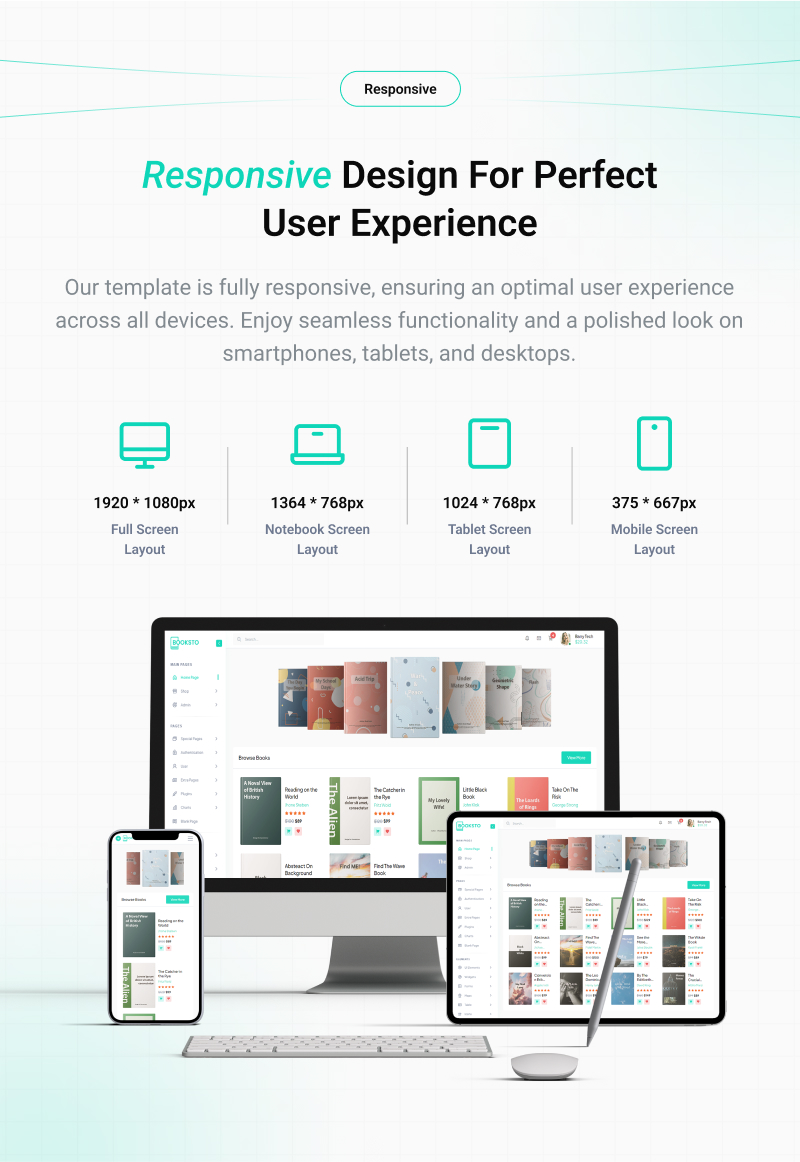 Booksto - Ebook Shop Website & Admin Template (VueJS, HTML)