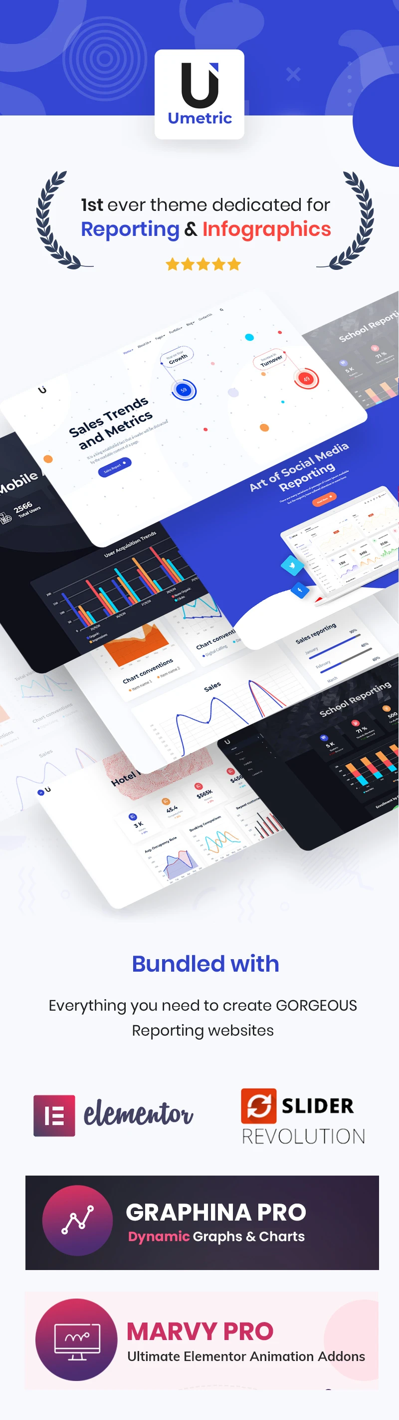 Umetric - WordPress Dashboard, Reporting and Infographic Theme - 1