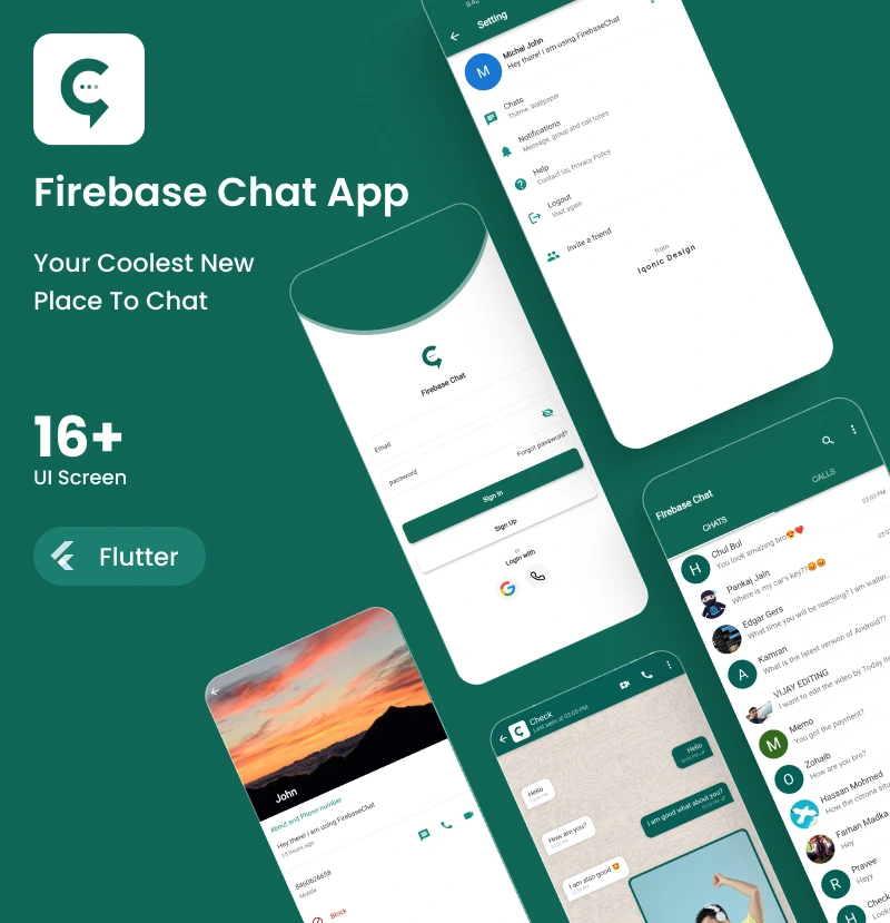 Flutter Chat App with Firebase | Firebase Chat App | Iqonic Design