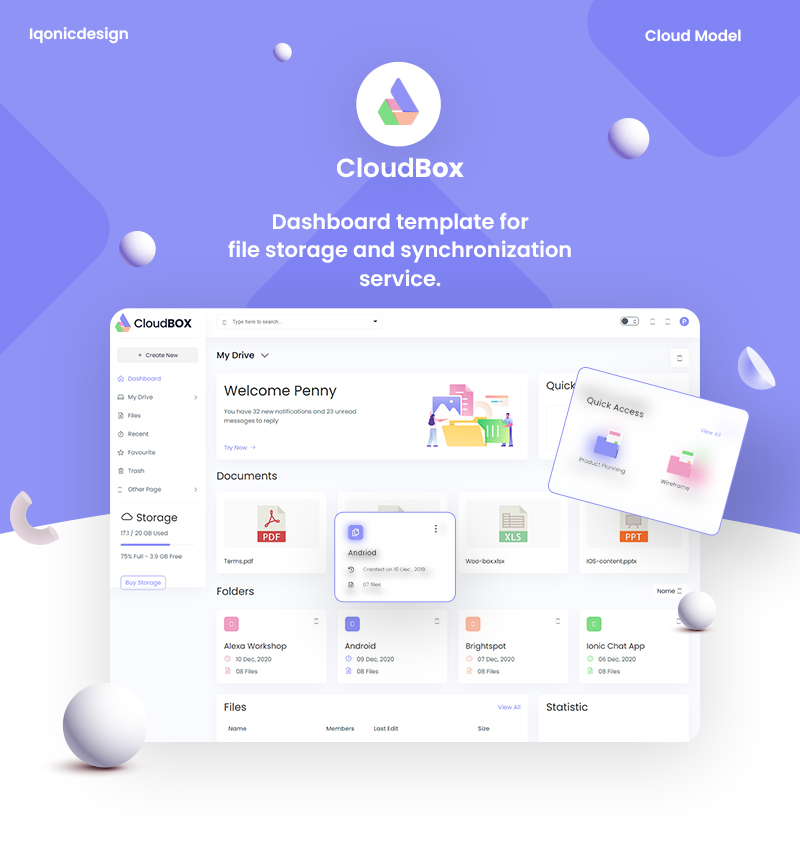 CloudBox | VueJS, HTML File Storage Admin Dashboard Template - 6