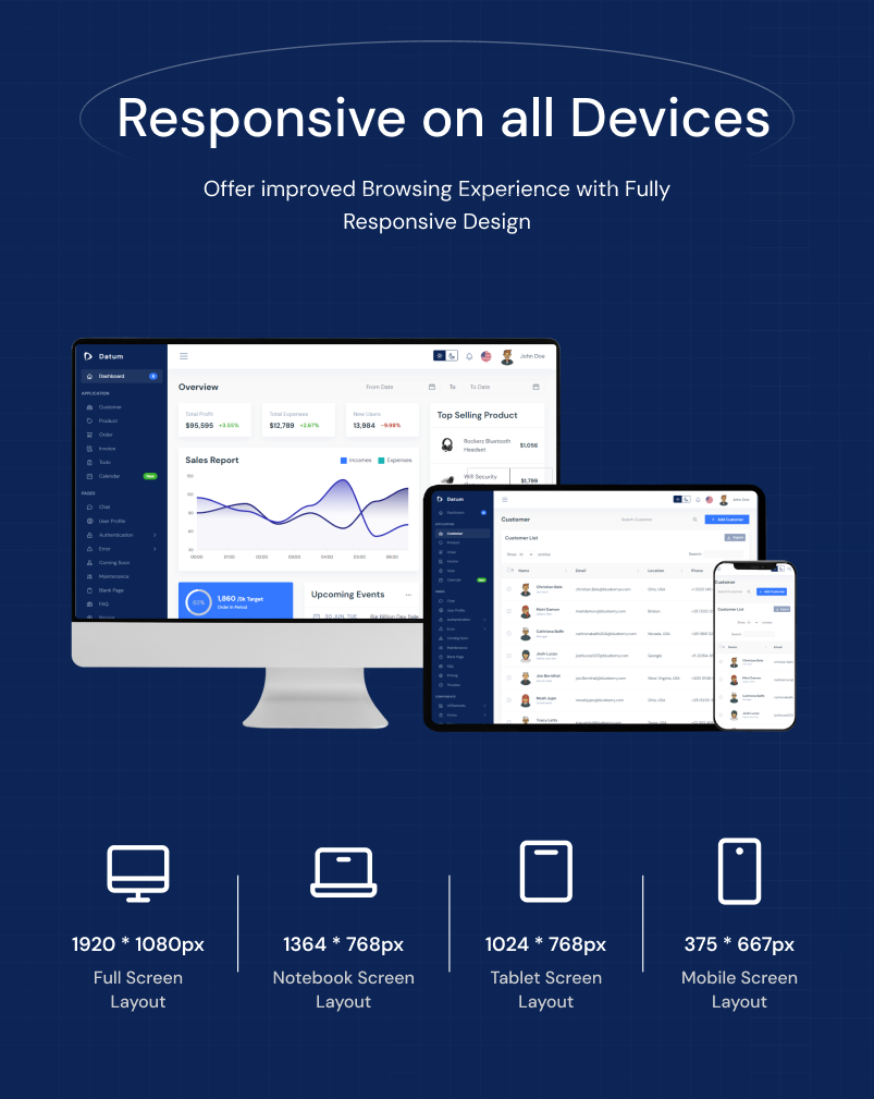 Datum - CRM Admin Dashboard Template (HTML, React & Vue)