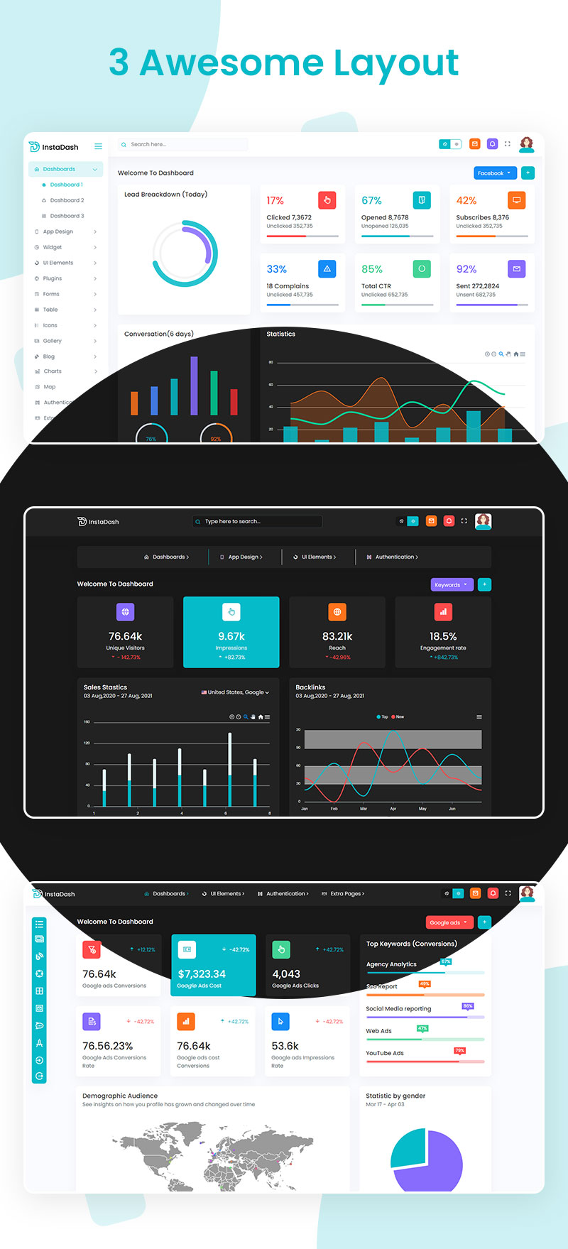 Instadash - VueJS, HTML & SCSS Reporting Admin Dashboard - 9