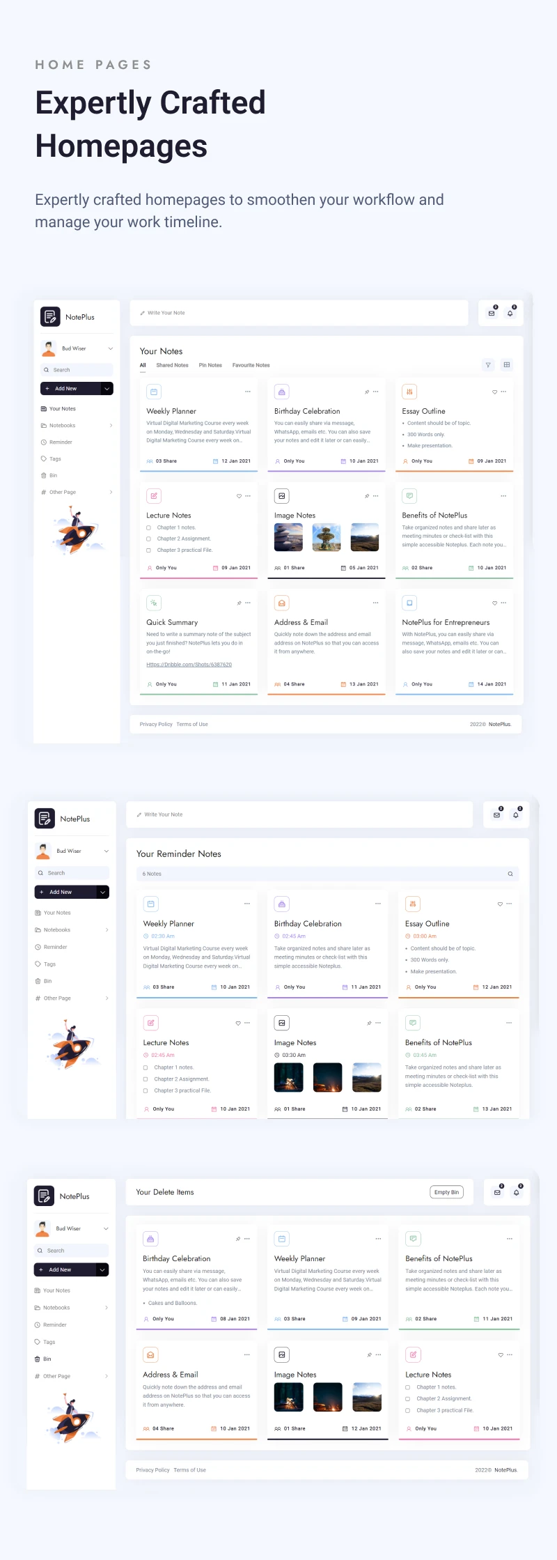 Noteplus - VueJS, Laravel & HTML Note Taking Admin Template - 8