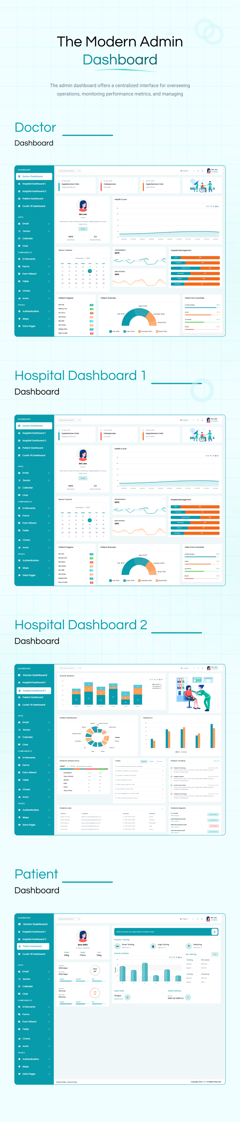 XRay 3.0 - Hospital & Medical Admin Template (React, Vue)