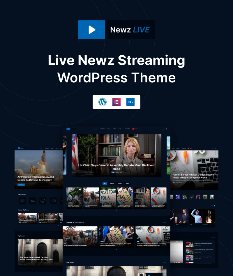 Newz LIVE - News Streaming WordPress Theme - 1